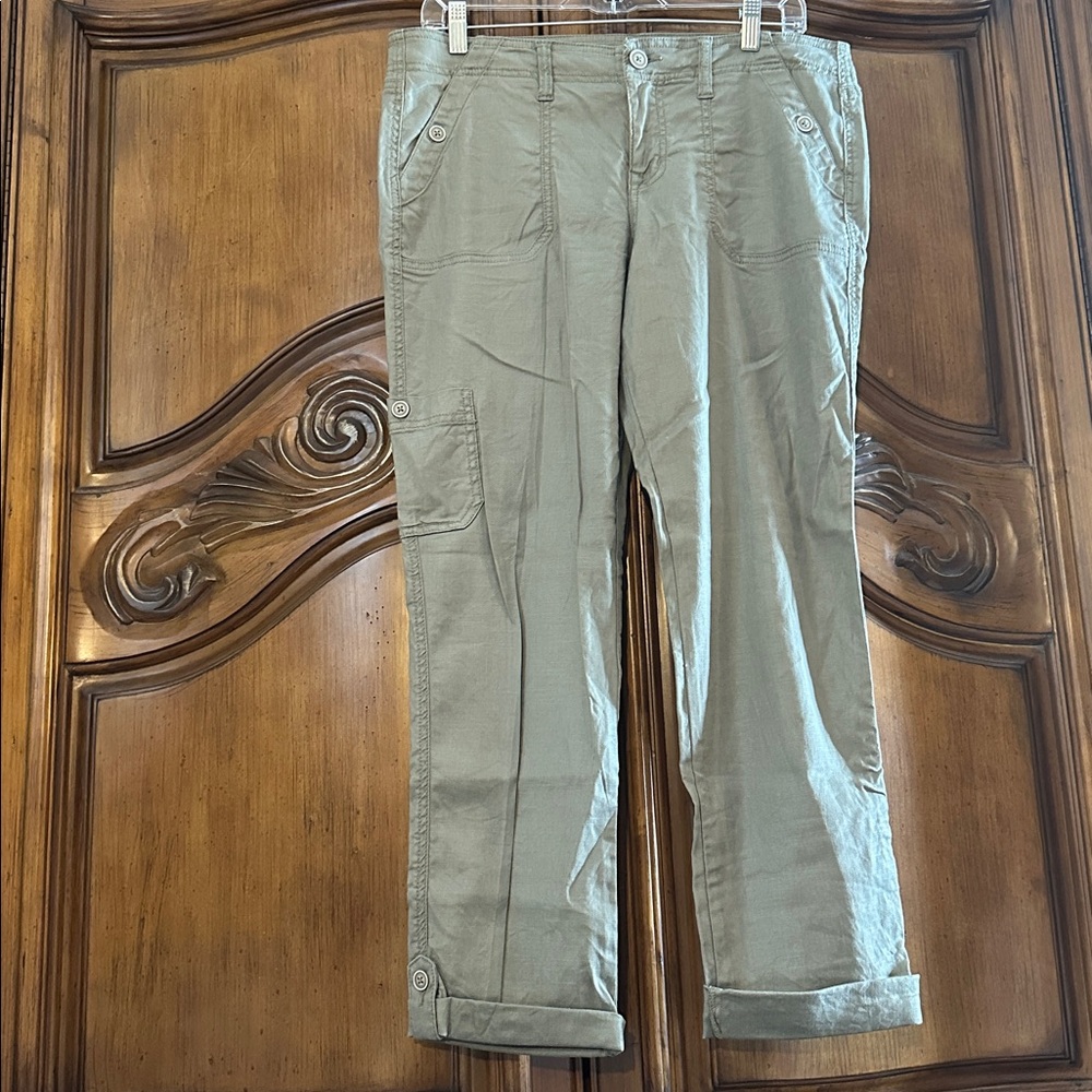Level 99 Like New Linen Daryl’s Cargo Pants Women's Olive Jeans 29 - Picture 3 of 11